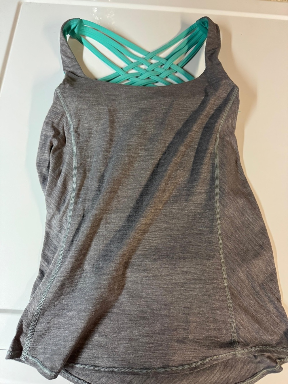 lululemon athletica Gray Tank with Turquoise Strappy Back